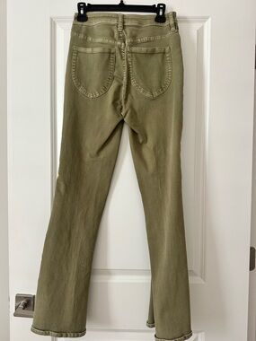 Olive Green High-Rise Straight Leg Jeans